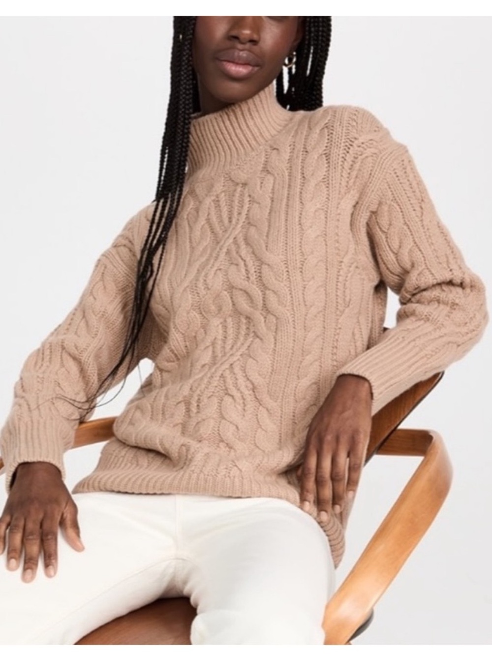 NWT Vince Cable Knit Turtleneck Sweater Camel Wool Cashmere Size S $595 Retail